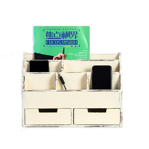 Creative Desktop Organizer Solid Wood Storage <b>Box</b> With Compartments Open Top Rectangular Standing Type Office Desk Organizer - Product Image 5