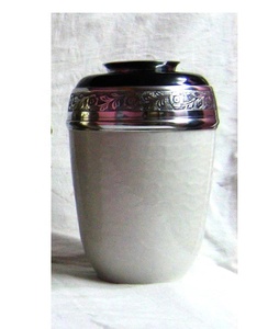 Urna Funeraria de Aluminio Blanco Perla para Cenizas Humanas, Urna Decorativa de Metal para Cenizas de Adultos, Recipiente Conmemorativo para Entierro - Product Image 1