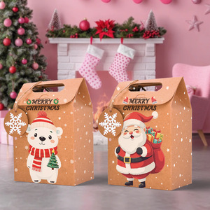 Bolsa de Regalo al por Mayor para Dulces, Galletas y Bocadillos, 24 Unidades/Set, Decoración Navideña para el Hogar, Caja de Regalo de Papel Kraft con Asa - Product Image 2
