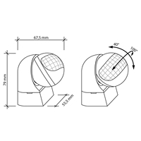 Détecteur de mouvement mural extérieur IP44 à capteur PIR, angle de détection de 180°, LED adaptée à une alimentation 220-240V, lumière ambiante réglable