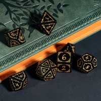 Obsidienne motif de germination lisse sept pièces D & D dés avec boîte d'emballage en flanelle Logo personnalisable D20 16mm polyédrique