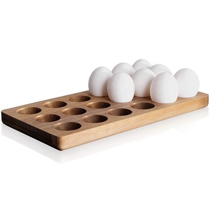Wooden Egg Tray Wood Egg Crate Rack Tabletop Wooden Egg Holder