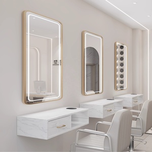Sillón de Barbería de Diseño Moderno con Luz LED y Espejo, Muebles de Salón de Belleza y Peluquería Hechos de Metal - Product Image 3