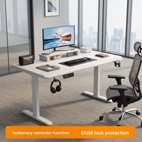 Bureau électrique à hauteur réglable en bois massif OEM 1600*600mm à moteur unique, bureau d'ordinateur intelligent, poste de travail pour la maison, le bureau et l'e-sport