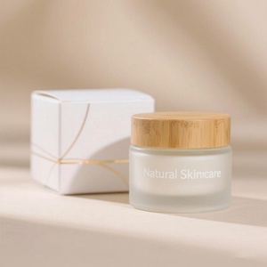 5g 15g 30g 50g 100g Cosmetic Bamboo <b>Lid</b> <b>Glass</b> <b>Jar</b> 50g Face Cream Frost <b>Glass</b> <b>Jar</b> With Bamboo <b>Lid</b> - Product Image 4