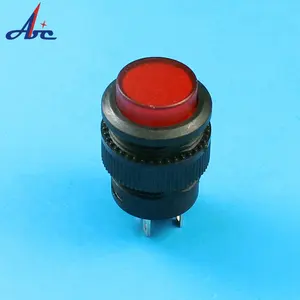 16mm Push Button Self Locking Red Led Illuminated 16mm Round R16-503AD ON OFF Latching Flashlight Switch Push Button