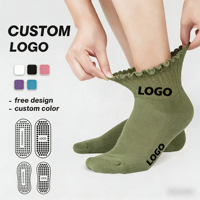 Chaussettes de yoga antidérapantes de haute qualité avec logo personnalisé, unisexes, à revers, en maille respirante, pour le pilates, usage quotidien