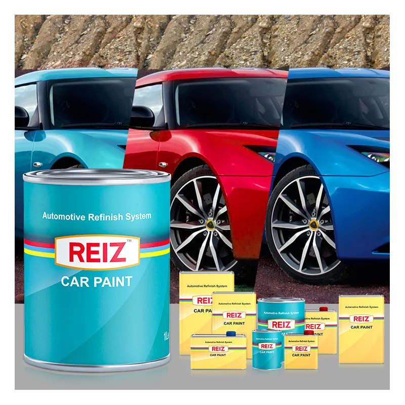 REIZ Cat Semprot Akrilik, 1K Basecoat Pelapis Bodi Mobil Easicoat Perak Abu-abu Merah Biru Cat Mobil Metalik
