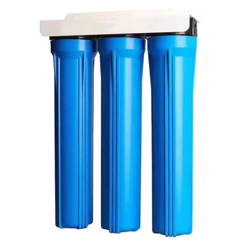 Carcasa de filtro de agua potable para el hogar, cartucho de plástico puro de 3 etapas de 20 pulgadas para purificador de agua potable, triple etapa