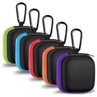 Sac de rangement portable antichoc en EVA et PU pour écouteurs avec fermeture éclair et mousqueton pour l'organisation des câbles à la maison et en voyage