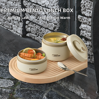 Boîte à lunch japonaise de haute qualité en acier inoxydable isolé pour la maison avec couvercle, bol à soupe et porridge, chauffable au micro-ondes