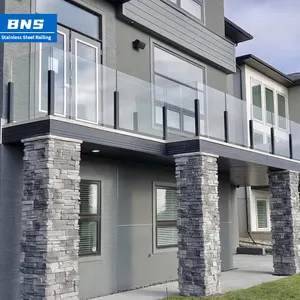 BNS desain Modern pagar pelindung sistem kaca baja tahan karat tanpa bingkai kaca balkon pagar tangga langkan pegangan tangan