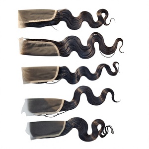 Extensions de cheveux humains du temple indien 5*5 HD Closure Bodywave Virgin Hair Hair One Oonor Cuticle Aligned Non Transformed - Product Image 1