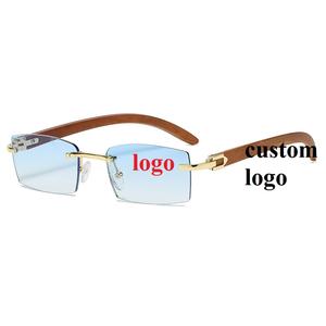 Модные маленькие прямоугольные мужские солнцезащитные очки без оправы 2021 брендовые Заказные ретро солнцезащитные очки Квадратные мужские солнцезащитные очки 2022 - Product Image 3