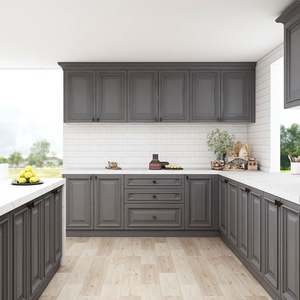 Armoires de cuisine en bois massif, design moderne, style shaker, gris américain, design en MDF Darlia - Product Image 3