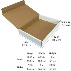 กล่องกระดาษลูกฟูกสีขาว พิมพ์ออฟเซ็ตและเคลือบฟอยล์สีเงิน ขนาด 12x9x2.25 นิ้ว สำหรับการจัดส่ง การค้าปลีก และบรรจุภัณฑ์ของขวัญ - Product Image 2