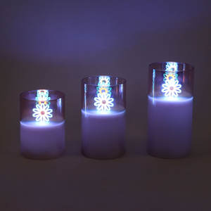 Bougies en verre à DEL sans flamme avec télécommande fonctionnant sur piles et en forme de goutte scintillante Décoration intérieure - Product Image 5