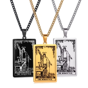 Collar <span class=keywords><strong>con</strong></span> Colgante de Carta del Tarot Rider Waite, Grabado Láser, Astrologí<span class=keywords><strong>a</strong></span>, Adivinación, Amuleto Mágico, Joyerí<span class=keywords><strong>a</strong></span> de Acero Inoxidable para Mujeres y Hombres - Product Image 2