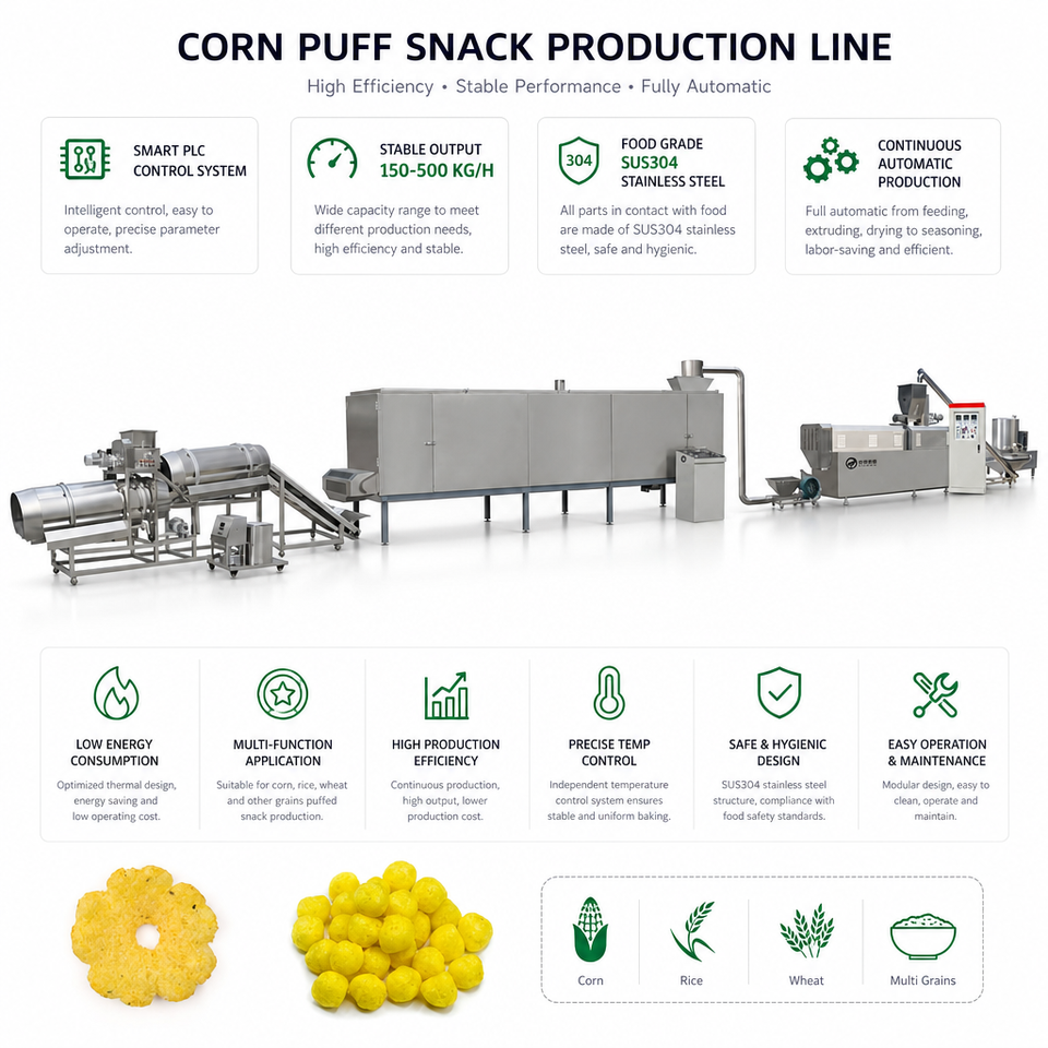 Non Fried Baked Corn Puffed Snack Food Making Machine with Drum Flavor ...
