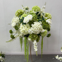 Promo! Bunga Artificial Hydrangea dan Mawar Putih Hijau 40cm 60cm 80cm untuk Dekorasi Meja Pernikahan dan Rangkaian Bunga Lorong