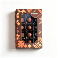 Boîte d'emballage personnalisée en gros avec fenêtre transparente pour bonbons, chocolats et barres chocolatées aux fraises, avec couvercle transparent
