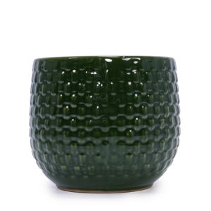 Ensemble de 3 pots de fleurs en céramique MDJ, vert foncé, glaçure brillante, ronds, pour l'intérieur et l'extérieur, style moderne minimaliste - Product Image 6