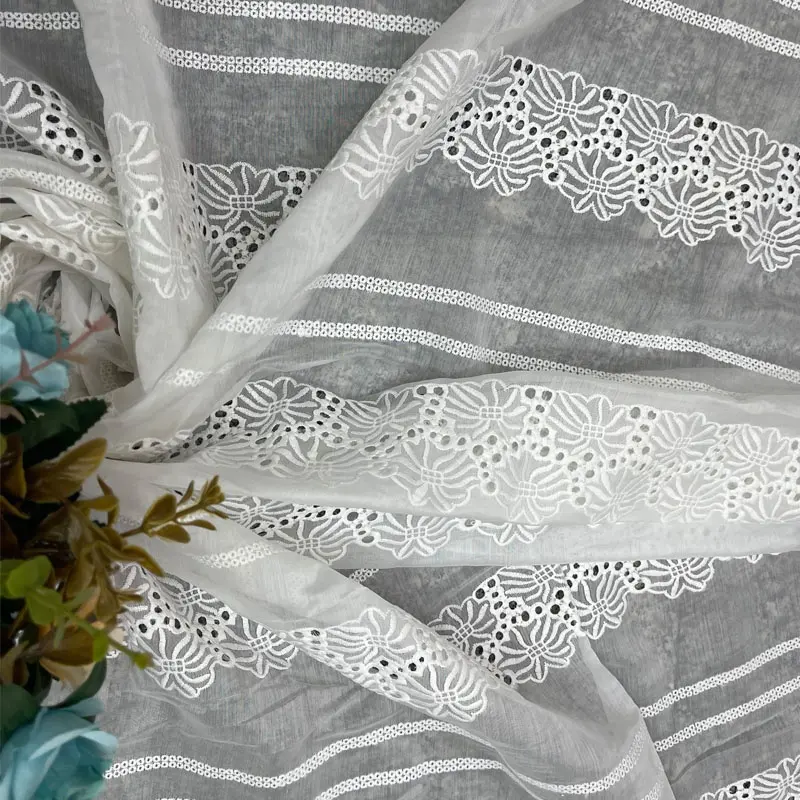Tissu de brocart en soie/Polyester solide, tissu de dentelle de cordon antistatique pour vêtements de mariage