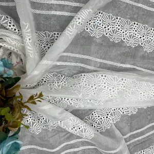 New Arrivals Solids Silk/Polyester Brocade Fabric Anti Static Cord Lace Fabric for Apparel Wedding