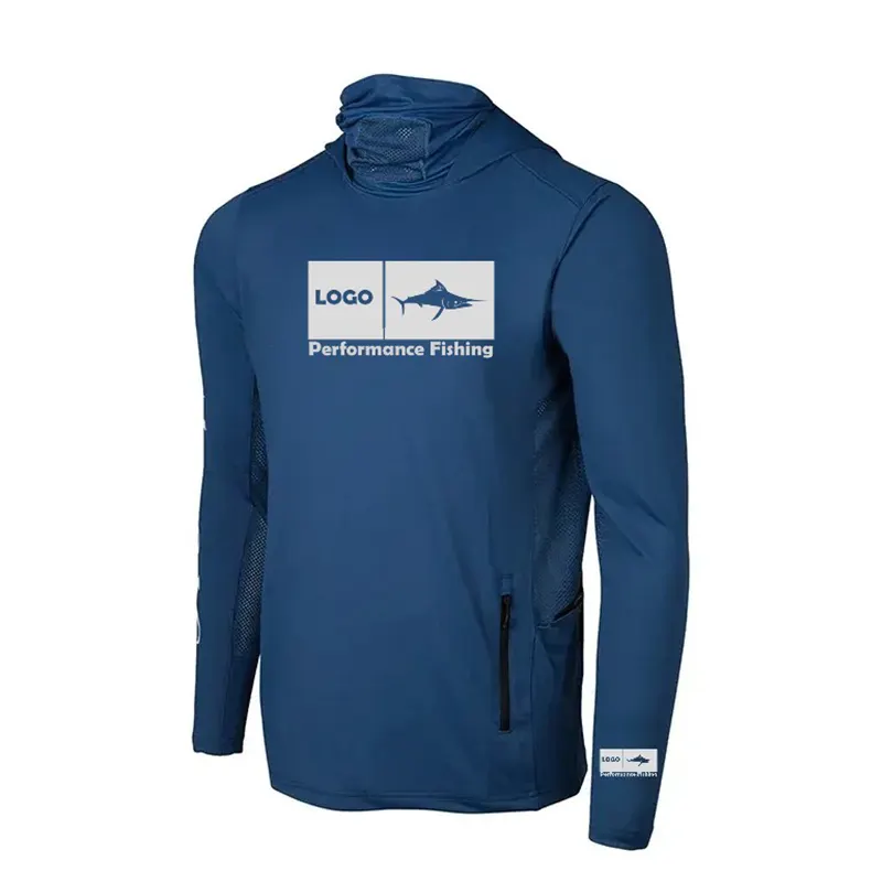 Sublimazione impermeabile UPF50 + pesca protezione solare felpa con cappuccio personalizzata il tuo Logo camicie da pesca a maniche lunghe