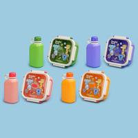 Boîte à lunch en plastique mignonne de 1000 ml à un seul niveau pour enfants, étanche, portable, avec bouteille d'eau