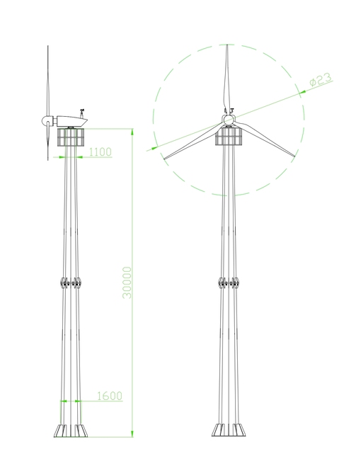 100KW to 500KW on Off Grid Horizontal Axis Wind Turbine Generator 360V with 220V Output Voltage for Wind Power Station