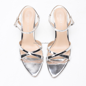 Elegant <strong>Silver</strong> Metallic Strappy <strong>Heels</strong> Women Sexy Open Toe <strong>Sandals</strong> Ankle Strap Stiletto Pumps Evening Dress Shoes Custom OEM - Product Image 4