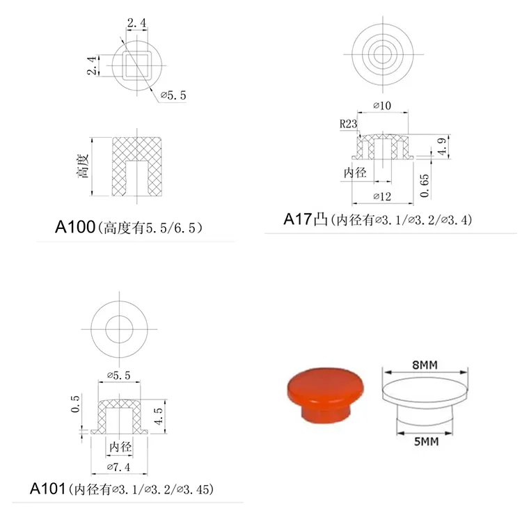 Smt Dip Tact Switch 4 Pin Doorvoergat Type Tact Schakelaar Met Aangepaste Knop Cover