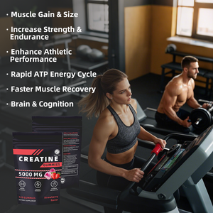 Gomitas de Creatina Monohidrato Sin Azúcar con Sabor a Fresa de 5g, Venta al Por Mayor de Fábrica, para Ganancia y Recuperación Muscular, Masticables Pre-Entrenamiento - Product Image 3