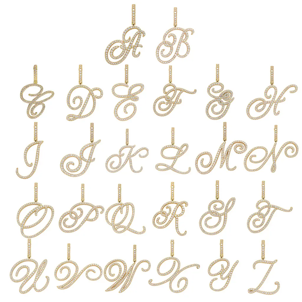 Personalizado Carta Pingente Colar de Prata Jóias 925 Sterling Silver Cz Colar de Pingente de Letra Inicial Do Alfabeto