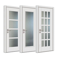 Porte intérieure en bois avec cadre en bois et verre dépoli pour hôtel moderne, porte de chambre intérieure en bois blanc avec inserts de panneaux en verre