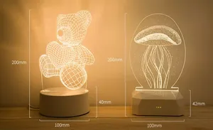 Toptan 3D etkisi masa lambası çocuk 3D gece lambası Led masa lambası anahtarı düğmesi ile çocuklar için