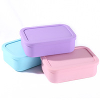 Boîtes à lunch bento pliables pour enfants, 3 compartiments, en silicone tie-dye, résistantes aux micro-ondes, avec couvercle en plastique rétractable anti-fuite, capacité 1200 ml