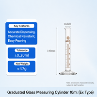Cylindre gradué en verre borosilicaté de qualité supérieure pour laboratoire, 10 ml à 500 ml, pour mesures chimiques et scientifiques