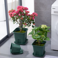 Pots de pépinière carrés en plastique vert de 16/19/21/24/27 cm pour le contrôle des racines, pour plantes de pépinière et fleurs