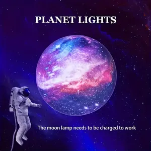 Có thể sạc lại trong nhà trang trí nội thất Quà Tặng Mặt Trăng hình dạng ramadan Đèn mặt trăng và ngôi sao bóng Trái Đất USB không dây 3D <span class=keywords><strong>LED</strong></span> ánh sáng ban đêm - Product Image 2