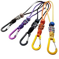 Sangle en corde tressée en paracorde avec mousqueton en D, porte-clés réglable, boucle pour bouteille d'eau EDC, accessoire de sac à dos pour l'extérieur
