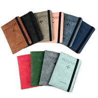 Portefeuille de voyage à deux volets pour hommes en cuir PU bleu avec blocage RFID Logo personnalisé Couverture de passeport Porte-cartes Sacs à certificat à la mode