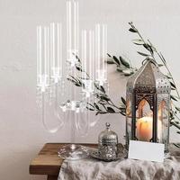 Candélabre à 5 bras en acrylique transparent, centre de table moderne pour mariage, banquet, dîner romantique, décoration de chandelier minimaliste et esthétique