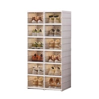 Style debout boîte à chaussures affichage en plastique armoire à chaussures blanc multi-couche pliable conteneur maison salon