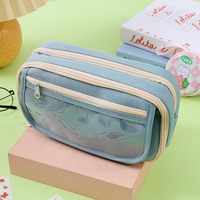 Trousse à crayons multifonctionnelle transparente à neuf couches en nylon avec fermeture éclair, grande capacité, idéale pour la papeterie - Offre spéciale