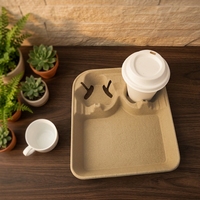 Support jetable en fibre de pulpe pour gobelets de café, thé, boissons chaudes à emporter avec plateau à collation
