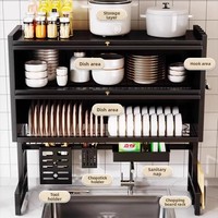Égouttoir à vaisselle de cuisine en acier au carbone à 2 niveaux de haute qualité, support de rangement multifonctionnel pour évier