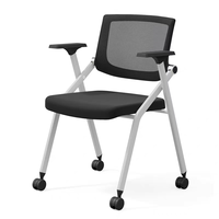 Chaise de réunion scolaire moderne en maille, extensible, pliable, avec accoudoirs réglables, pivotante, pour bureau, conférence, formation et écriture