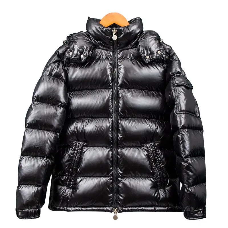 New Wholesale Glossy Bubble Detachable White Duck Down Thick Puff Jacket Winter Men's Down Coat